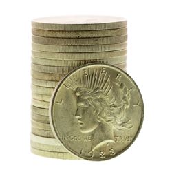Roll of (20) Brilliant Uncirculated 1923 $1 Peace Silver Dollar Coins