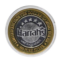 .999 Silver Harrahs Casino Reno Nevada $10 Casino Limited Edition Gaming Token