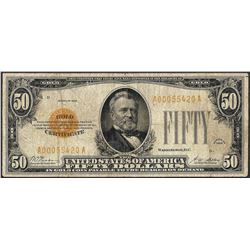 1928 $50 Gold Certificate Note