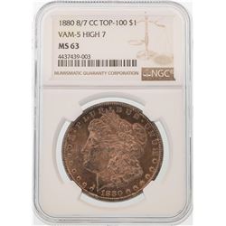 1880-CC 8/7 $1 Morgan Silver Dollar Coin NGC MS63 VAM-5 HIGH 7 TOP-100 AMAZING T