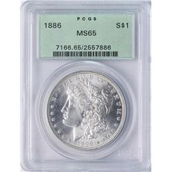 1886 $1 Morgan Silver Dollar Coin PCGS MS65 Old Green Holder