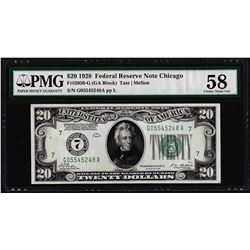 1928 $20 Federal Reserve Note Chicago Fr.2050-G PMG Choice About Uncirculated 58