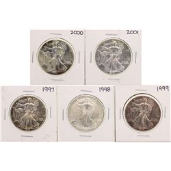Lot of 1997-2001 $1 American Silver Eagle Coins