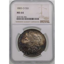 1883-O $1 Morgan Silver Dollar Coin NGC MS64 AMAZING Toning