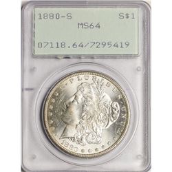 1880-S $1 Morgan Silver Dollar Coin PCGS MS64 Old Green Holder