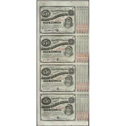Uncut Sheet of (4) State of Louisiana Baby Bond Obsolete Notes