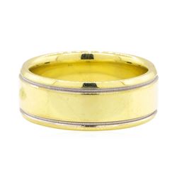 18KT Yellow Gold with Rhodium Detail Men's Band
