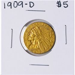 1909-D $5 Indian Head Half Eagle Gold Coin