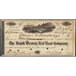1877 South Western Rail Road Company Georgia Script