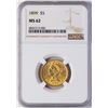 Image 1 : 1899 $5 Liberty Head Half Eagle Gold Coin NGC MS62