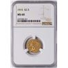 Image 1 : 1915 $2 1/2 Indian Head Quarter Eagle Gold Coin NGC MS60