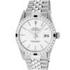 Image 2 : Rolex Men's Stainless Steel Silver Index Diamond & Sapphire 36MM Datejust Wristw
