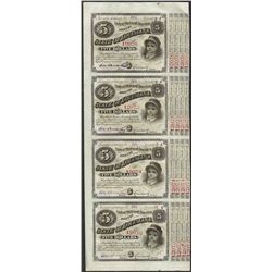Uncut Sheet of (4) State of Louisiana Baby Bond Obsolete Notes