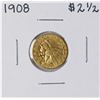 Image 1 : 1908 $2 1/2 Indian Head Quarter Eagle Gold Coin