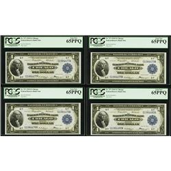 Cut Sheet of (4) 1918 $1 Federal Reserve Bank Chicago Notes Fr.727 PCGS Gem New