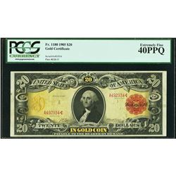 1905 $20 Technicolor Gold Certificate Note Fr.1180 PCGS Extremely Fine 40PPQ