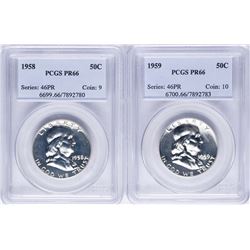 Lot of 1958-1959 Proof Franklin Half Dollar Coins PCGS PR66
