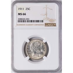 1911 Barber Quarter Coin NGC MS66
