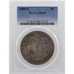 1880-S $1 Morgan Silver Dollar Coin PCGS MS65 NICE TONING