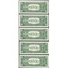Image 2 : Lot of (5) Consecutive 1957B $1 Silver Certificate Notes