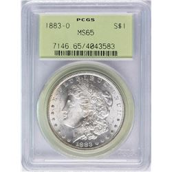 1883-O $1 Morgan Silver Dollar Coin PCGS MS65 Nice Toning Old Green Holder