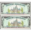 Image 2 : Lot of (2) 1987A $1 Disney Dollar Notes - First Year of Issue