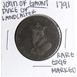 1791 John of Gaunt Duke of Landcaster Half Penny Coin