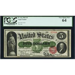 1863 $5 Legal Tender Note Fr.63a PCGS Very Choice New 64