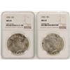 Image 1 : Lot of (2) 1923 $1 Peace Silver Dollar Coins NGC MS63