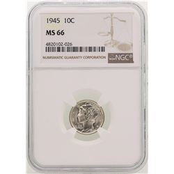 1945 Mercury Dime Coin NGC MS66
