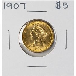 1907 $5 Liberty Head Half Eagle Gold Coin