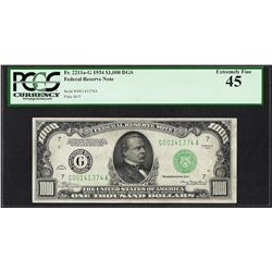 1934 $1,000 Federal Reserve Note Chicago Fr.2211-G PCGS Extremely Fine 45