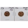 Image 1 : Lot of (2) 1956 Straight Clipped Planchet Lincoln Wheat Pennies ERROR Coins