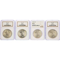 Lot of (4) 1923 $1 Peace Silver Dollar Coins NGC MS65