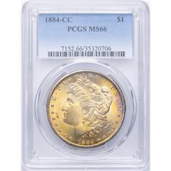 1884-CC $1 Morgan Silver Dollar Coin PCGS MS66 AMAZING TONING