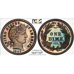 1896 Proof Barber Dime Coin PCGS PR64 Amazing Toning