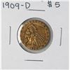 Image 1 : 1909-D $5 Indian Head Half Eagle Gold Coin
