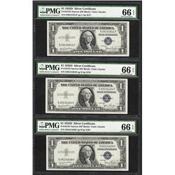 Lot of (3) 1935D $1 Silver Certificate Notes Fr.1613N PMG Gem Uncirculated 66EPQ