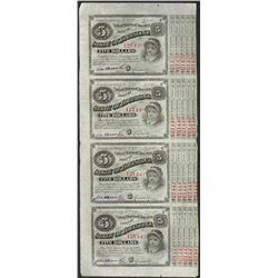 Uncut Sheet of (4) State of Louisiana Baby Bond Obsolete Notes