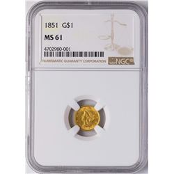 1851 $1 Liberty Princess Head Gold Dollar Coin NGC MS61