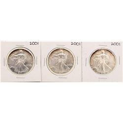 Lot of (3) 2001 $1 American Silver Eagle Coins