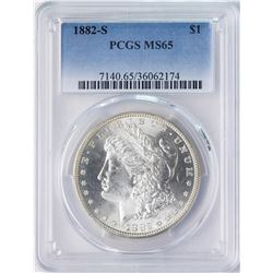 1882-S $1 Morgan Silver Dollar Coin PCGS MS65
