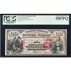 1875 $20 Newark, Ohio CH# 858 National Currency Note PCGS Choice About New 58PPQ