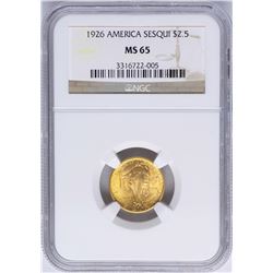 1926 $2 1/2 Sesquicentennial Commemorative Gold Coin NGC MS65
