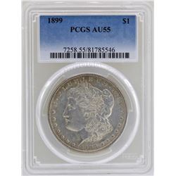 1899 $1 Morgan Silver Dollar Coin PCGS AU55