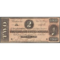 1864 $2 Confederate States of America Note
