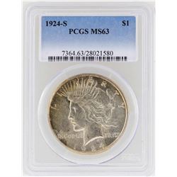 1924-S $1 Peace Silver Dollar Coin PCGS MS63