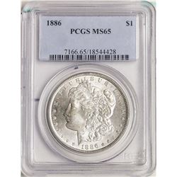 1886 $1 Morgan Silver Dollar Coin PCGS MS65