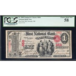 Original 1865 $1 Newark, Ohio CH# 858 National Currency Note PCGS Choice About N