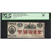 Image 1 : March 24, 1862 $3 Parish of Saint John the Baptist Obsolete Note PCGS Very Fine